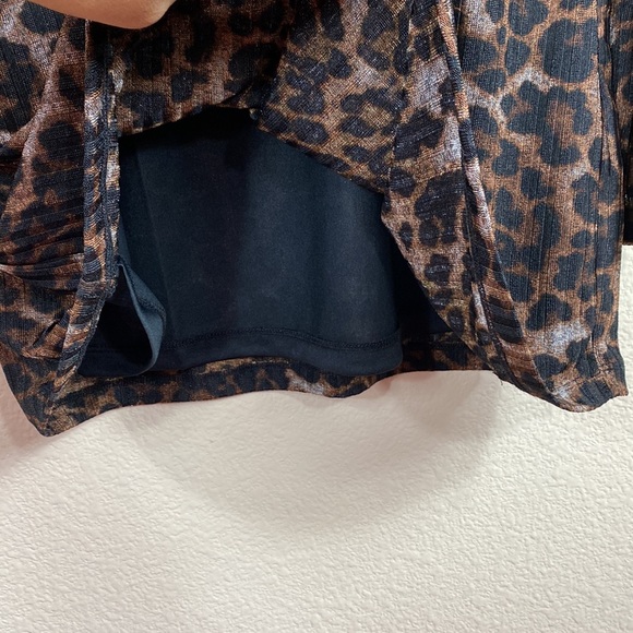 •DKNY• {ribbed} Mock-neck Semi-Sheer |lined| leopard print [long-sleeved] Top XL - Picture 9 of 14